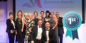Group Photo of Axis Chiropractic winning Best Small Business 2017 in the Monmouthshire Business Awards